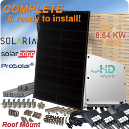 8.64kW的Solaria PowerXT 360R-PD全黑色太阳能电池板系统