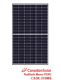 加拿大太阳能kublack CS3K-310MS 310W Mono Perc太阳能电池板