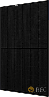 REC Alpha黑色太阳能板侧视图