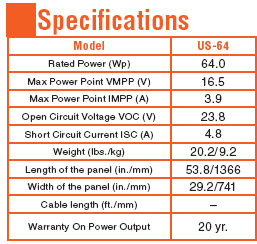 UNI-SOLAR US64规格