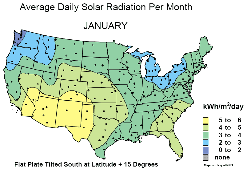 平均太阳辐射每月地图